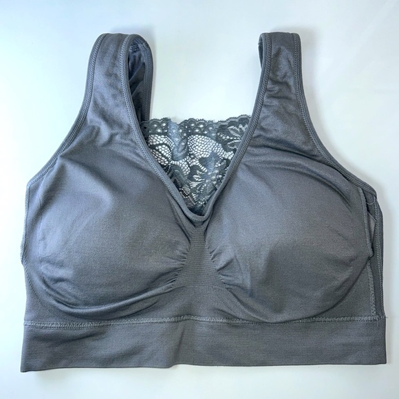 Rhonda Shear 3 Bra Camisole Bundle Size M/L Grey Blue Brown Feminine Work Casual - Picture 10 of 13